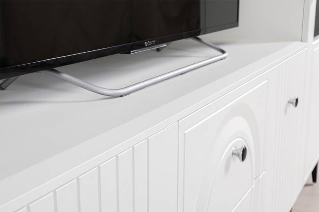 Две тумбы под аппаратуру и сервант Валенсия цвет белый шагрень