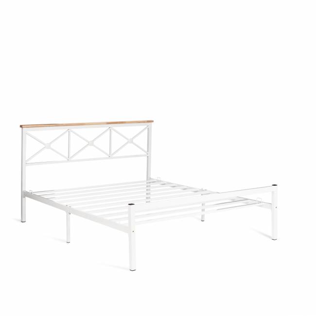 Кровать Iris (mod.9311) дерево гевея/металл, 160*200 см (Queen bed), Белый (White) Белый (White) дерево гевея/металл